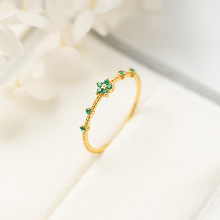 Emerald Green Ring Gold | Dainty Emerald Ring