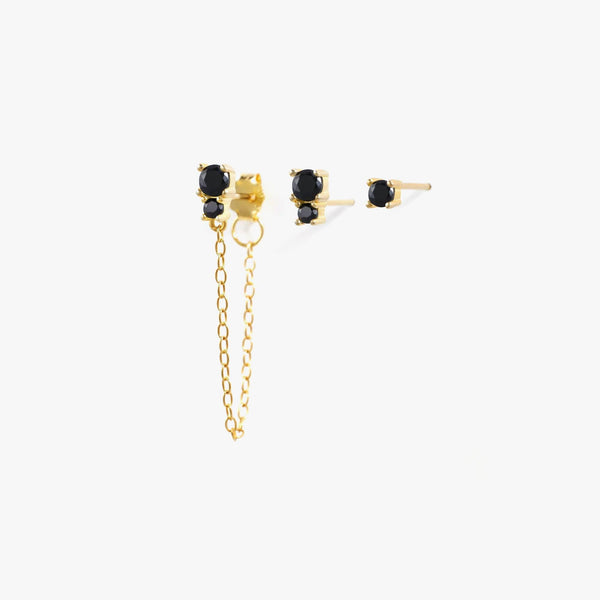 Black 3A CZ Chains and Stud Set