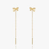 Crystal Bow Chain Double Piercing Earrings