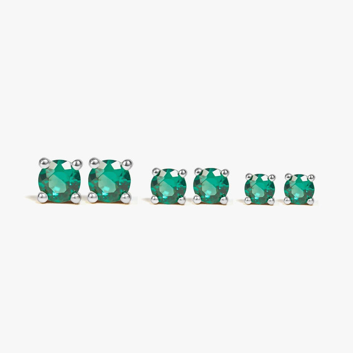 Dazzling Trio | Emerald Studs Set - 3 Sizes Included-EricaJewels