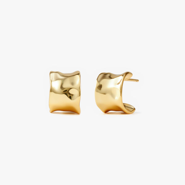 C-shaped Plain Wide-Faced Irregular Stud Earrings