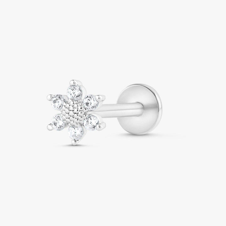 Crystal 3A CZ  Sunflower Flat Back Piercing Earring