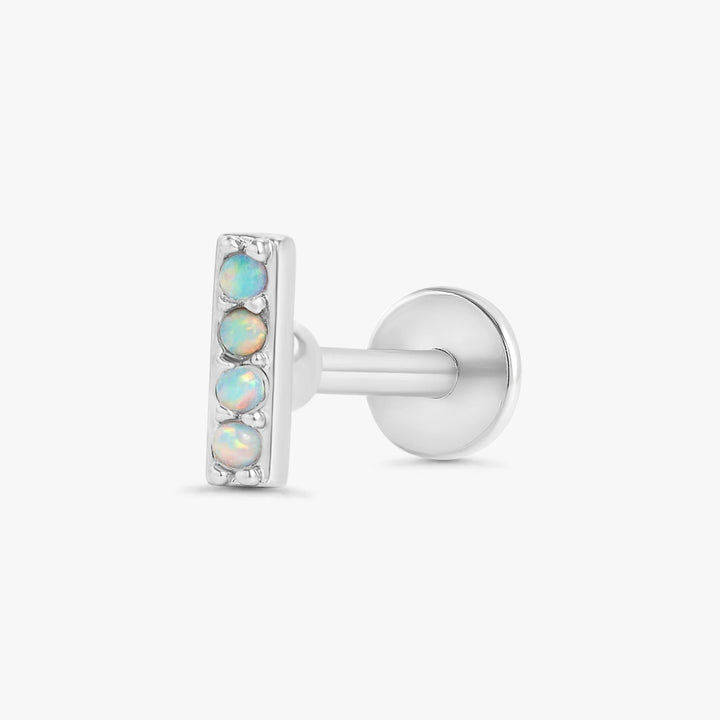 White Opal Bar Flat Back Piercing Earring