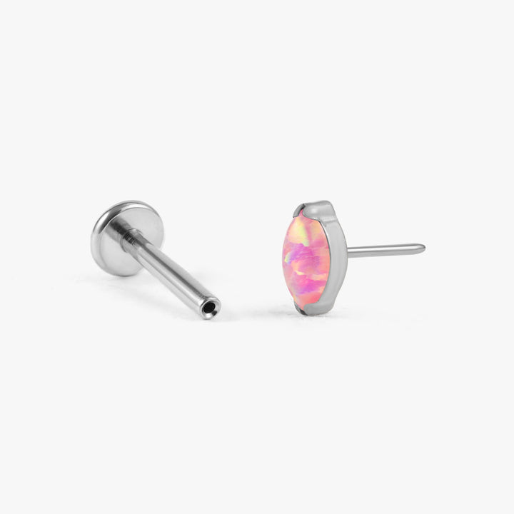 Tiny Marquise Pink Opal Push Pin Piercing Earring