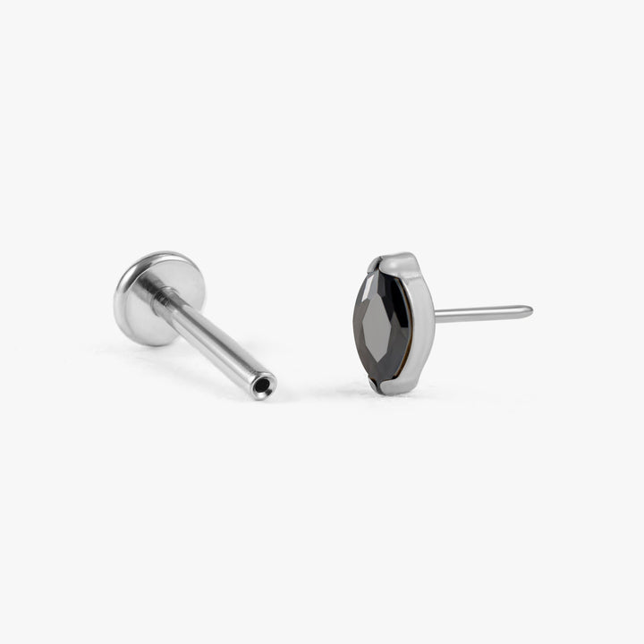 Tiny Marquise Black 3A CZ Push Pin Piercing Earring