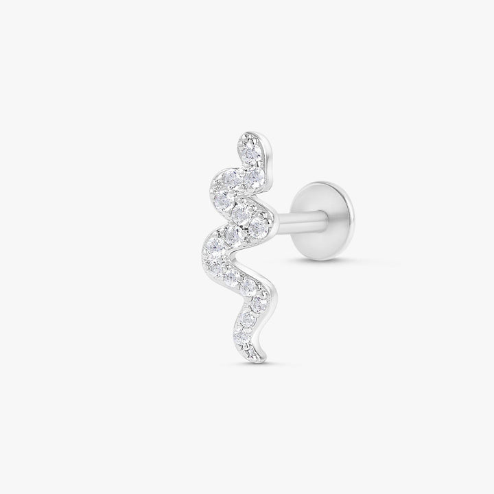Crystal 3A CZ  Snake Flat Back Piercing Earring