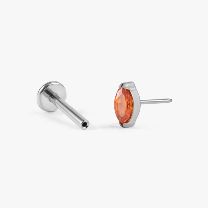 Tiny Marquise Garnet Red 3A CZ Push Pin Piercing Earring