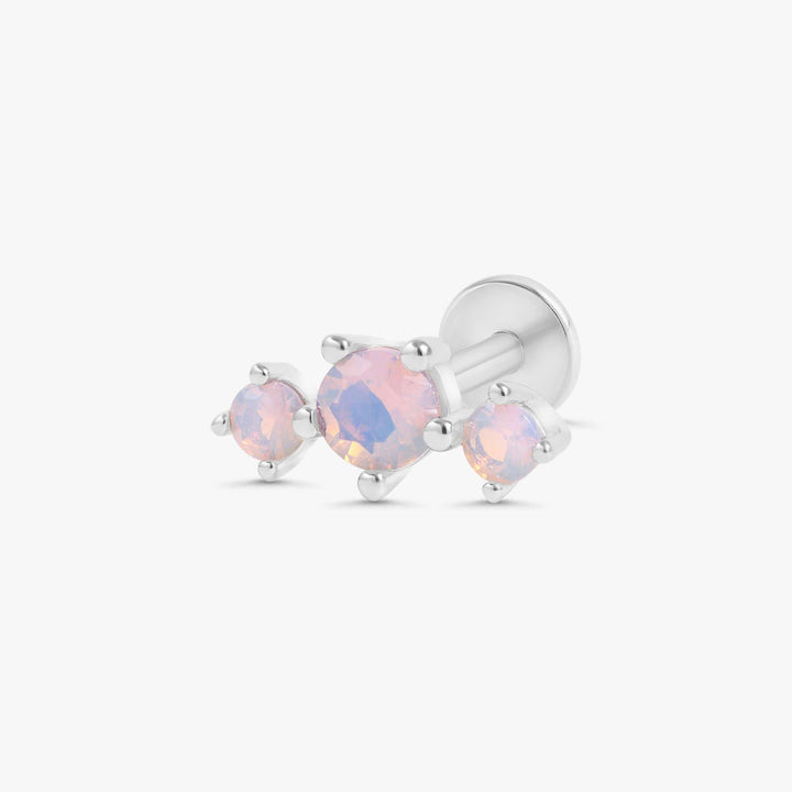Trinity Pink Moonstone Flat Back Piercing Earring