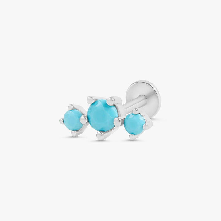 Triple Turquoise Flat Back Piercing Earring
