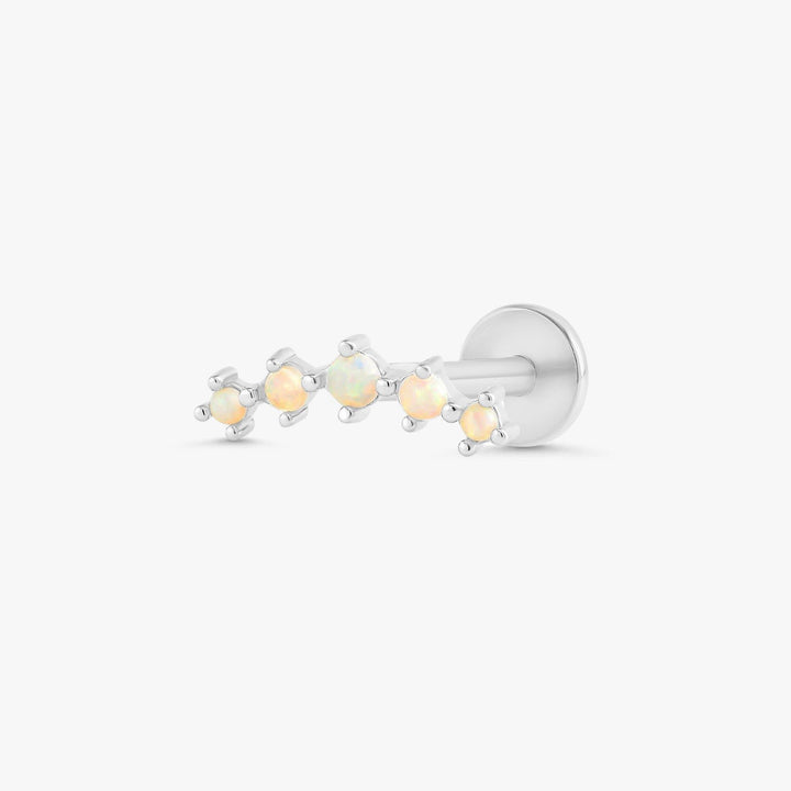 Curved White Opal Flat Back Piercing Earring