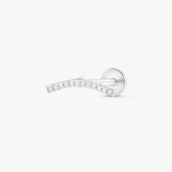 Gebogener Kristall 3A CZ Flache Rückseite Piercing Ohrring