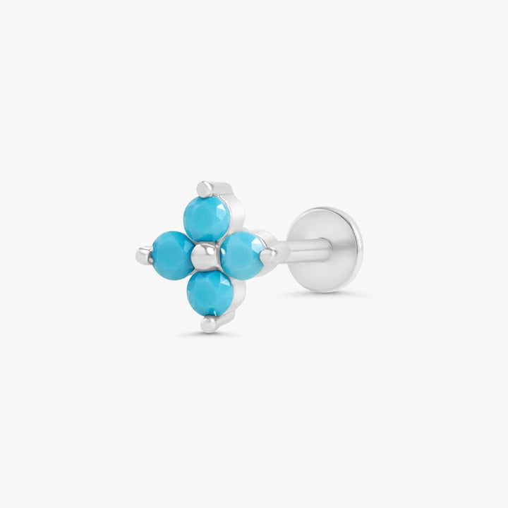 Turquoise Four Leaf Clover Flat Back Piercing Earring