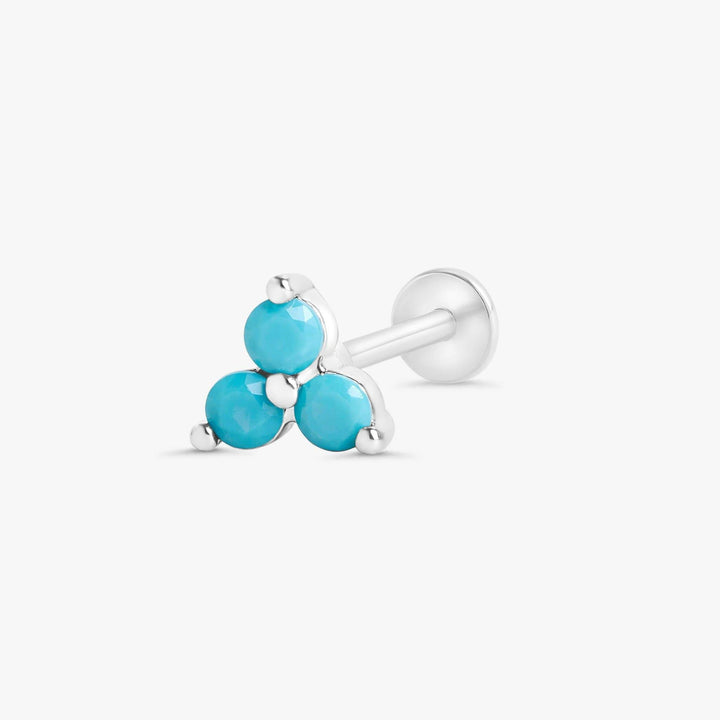 Turquoise Three Leaf Clover Flat Back Piercing Earring