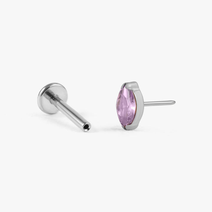 Tiny Marquise Amethyst Purple 3A CZ Push Pin Piercing Earring