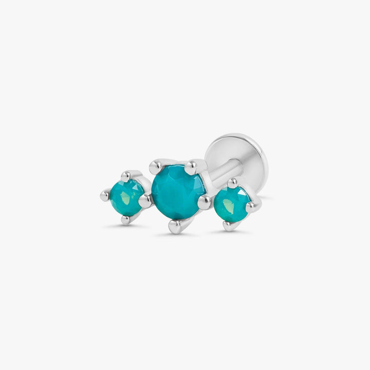 Trinity Jade Green Moonstone Flat Back Piercing Earring