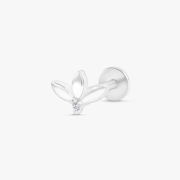 Boucle d'oreille piercing triple marquise unie à dos plat