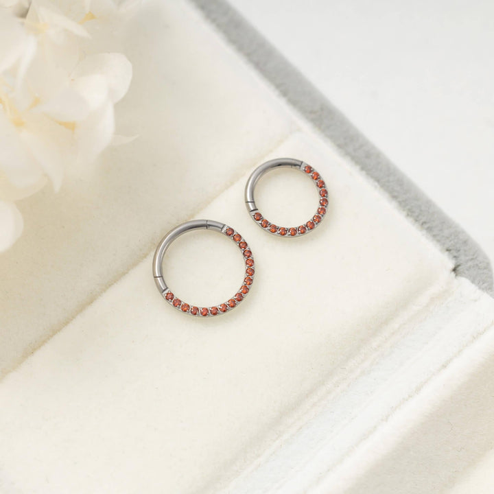 8MM and 10MM Garnet Red Daith Hoop - Erica Jewels