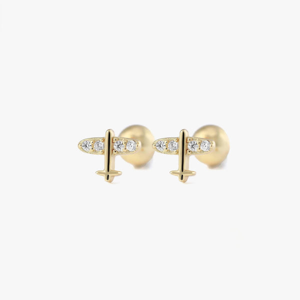 Crystal 3A CZ Airplane Screw Back Earrings