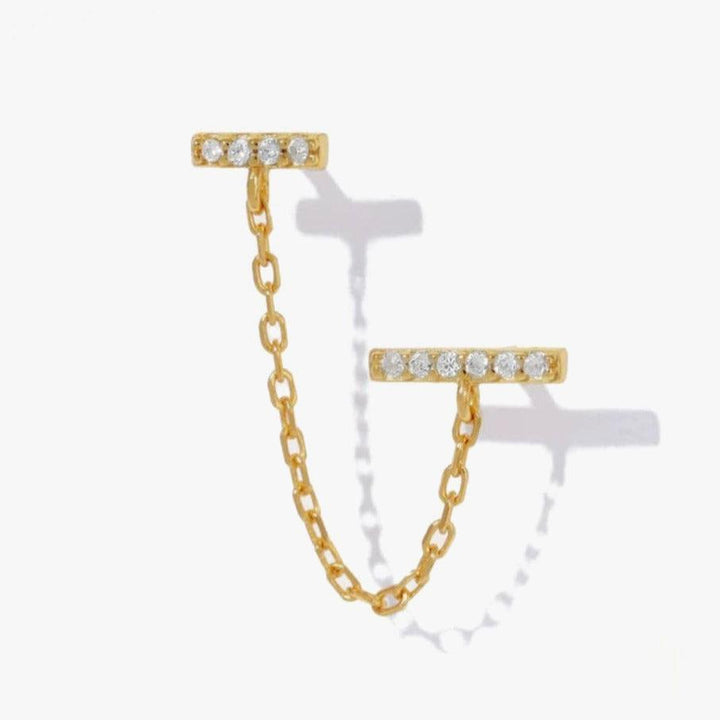 Crystal 3A CZ Double Bar Chain Earrings