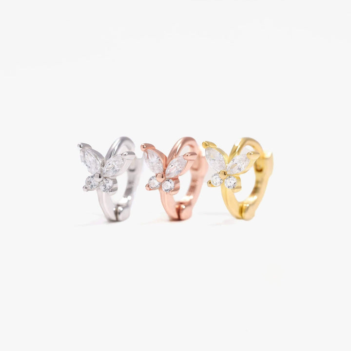 Crystal 3A CZ Insect Butterfly Small Hoop Earrings
