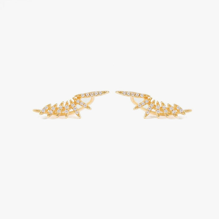 Crystal 3A CZ Leaves Cluster Ear Climber Earrings