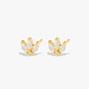 Crystal 3A CZ Three Leaf Clover Stud Earrings