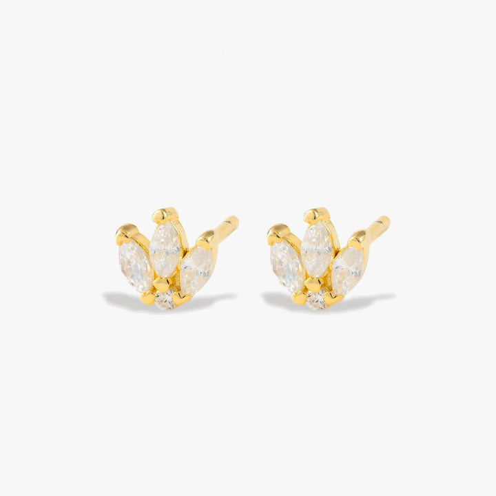 Crystal 3A CZ Three Leaf Clover Stud Earrings