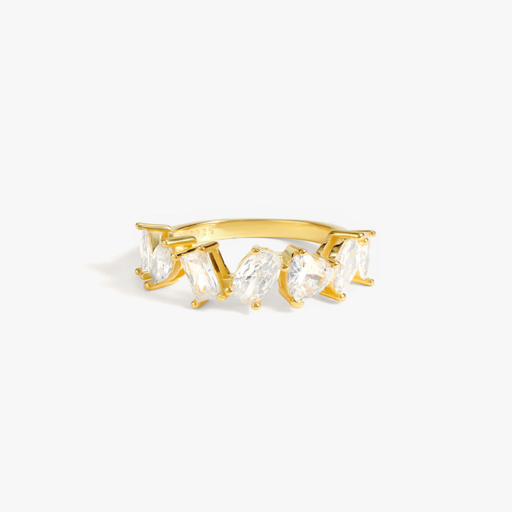 Crystal 5A CZ Geometric Irregular Band Ring