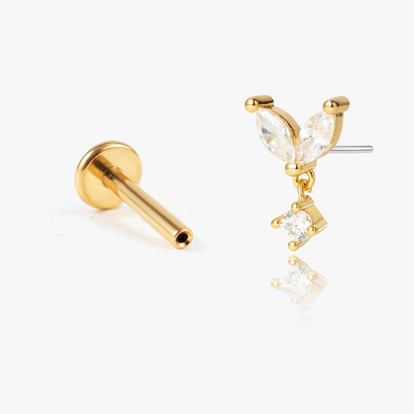 leaf drop earrings gold