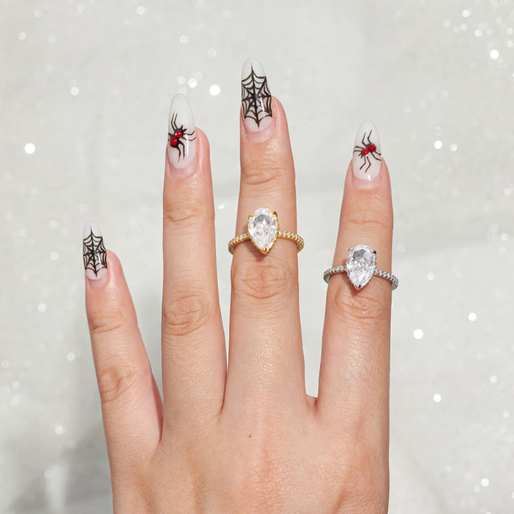 Pear Cut Water Drop Crystal 8A CZ Moissanite Ring-EricaJewels