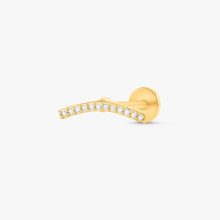 Gebogener Kristall 3A CZ Flache Rückseite Piercing Ohrring
