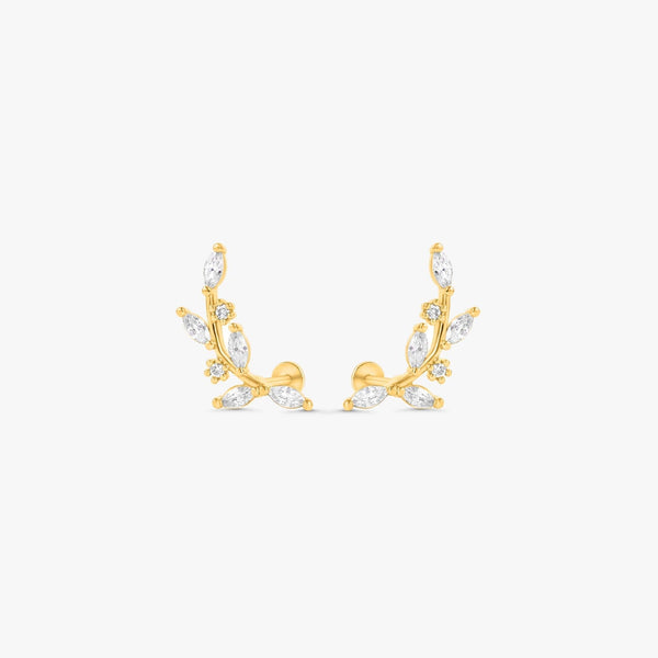Color_Gold,Bar Type & Materials_Labret (Titanium);Dainty Leaf Earrings - EricaJewels