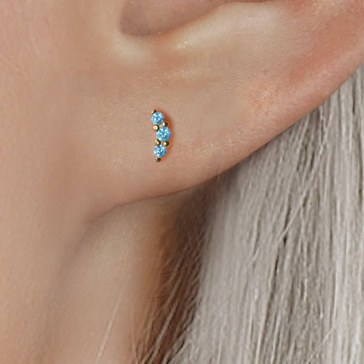Trinity Aquamarine Screw Back Earrings - EricaJewels