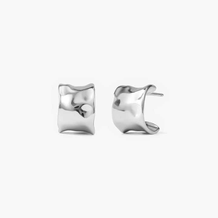 C-shaped Plain Wide-Faced Irregular Stud Earrings