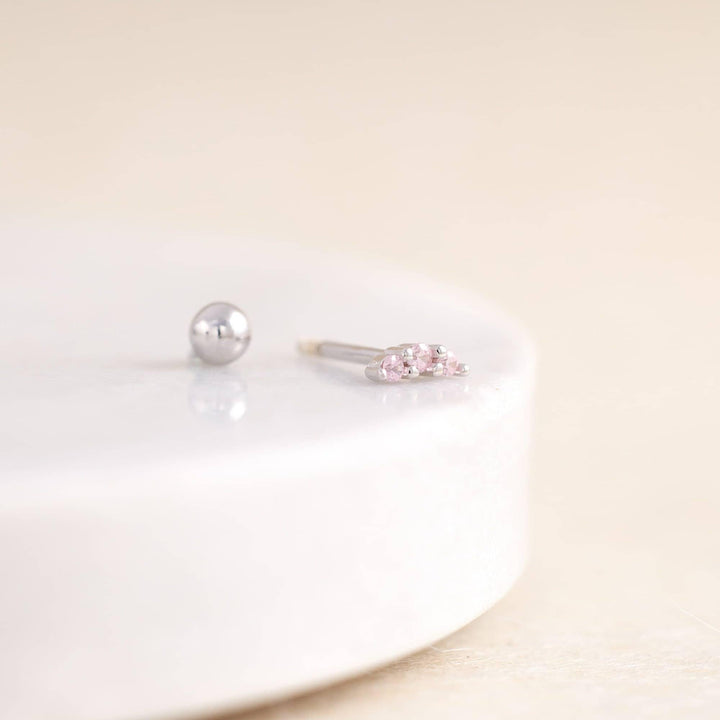 Pink CZ Screw Back Earrings - EricaJewels