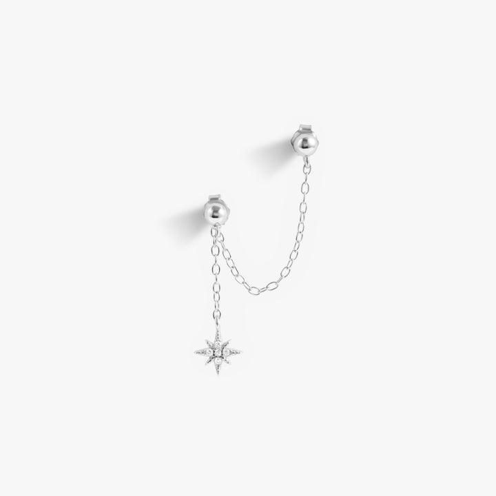 North Star Stud Chain Earrings