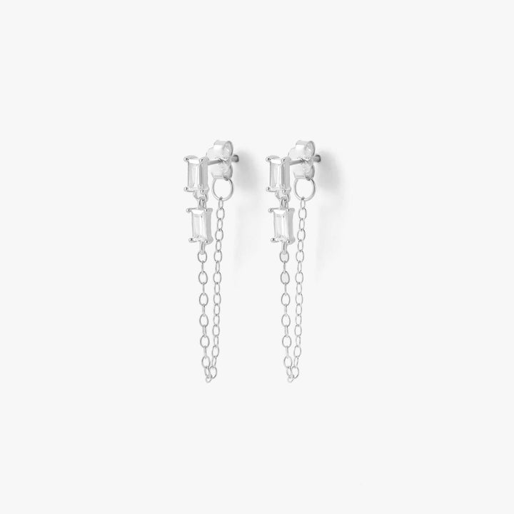 Dangle Chain Earrings | Baguette Earrings - EricaJewels