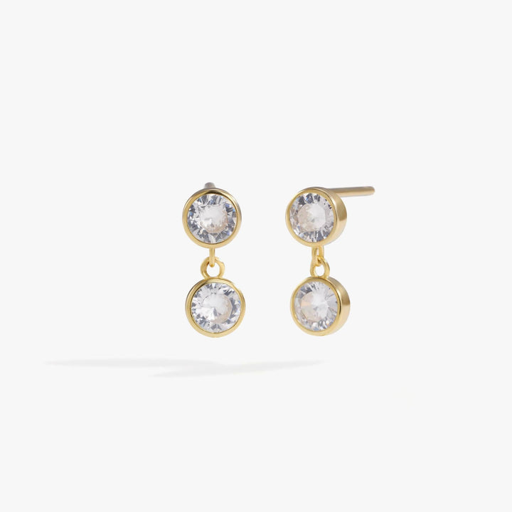 Delicate Double Crystal 3A CZ Drop Earrings