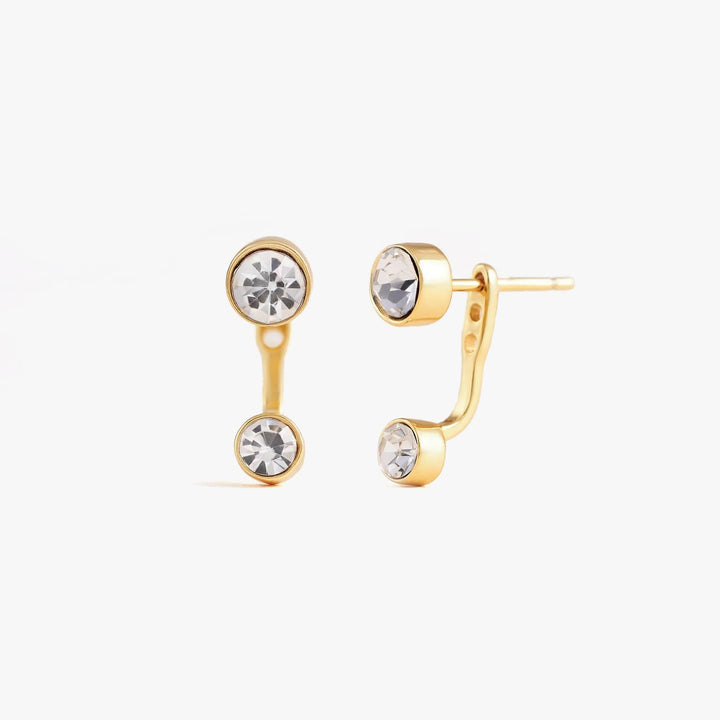 Double Round Crystal 3A CZ Front Back Earrings