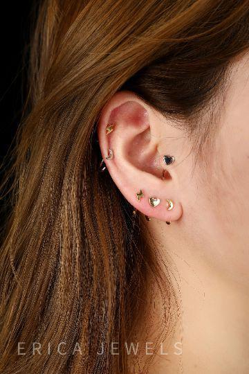 Tiny Sleeper Plain Half Hoop Huggie Earrings-EricaJewels