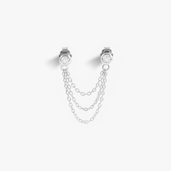 double pierced chain earrings 