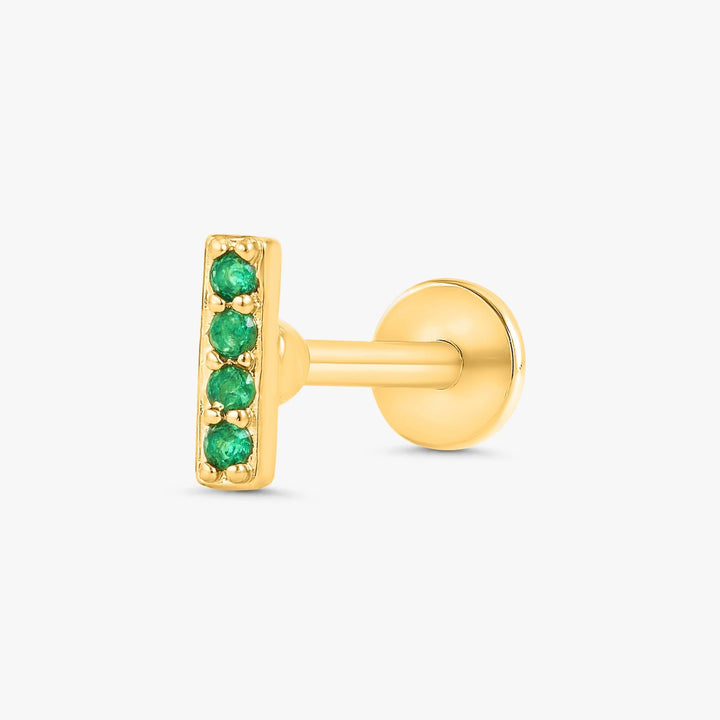 Emerald Green 3A CZ  Bar Flat Back Piercing Stud