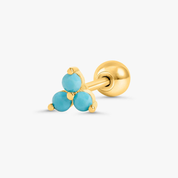 Turquoise Three Leaf Clover Flat Back Piercing Earring