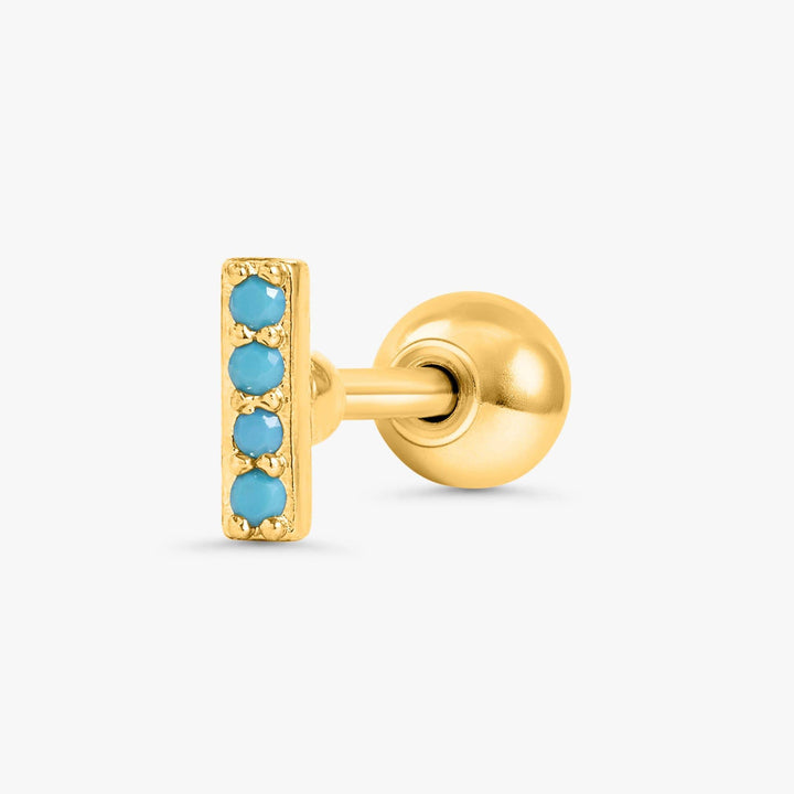 Turquoise Bar Flat Back Piercing Stud