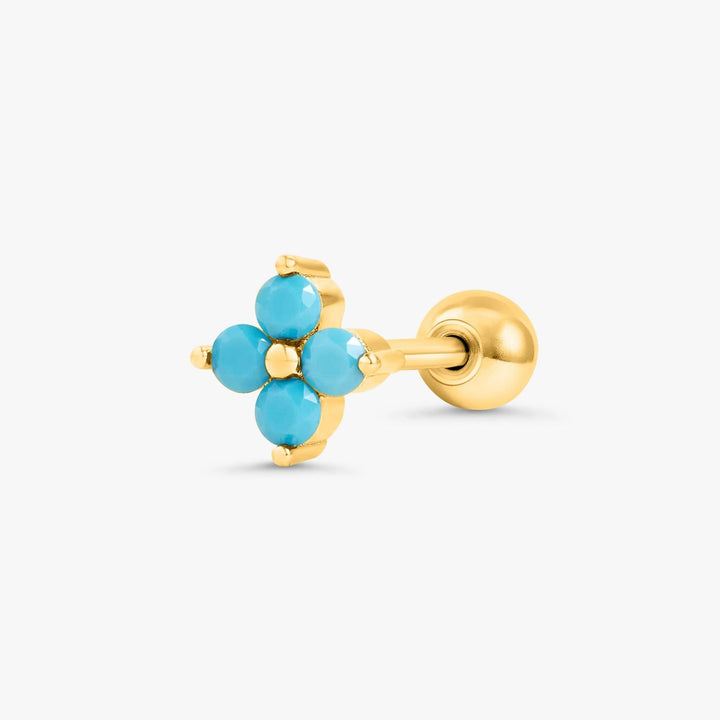 Turquoise Four Leaf Clover Flat Back Piercing Earring