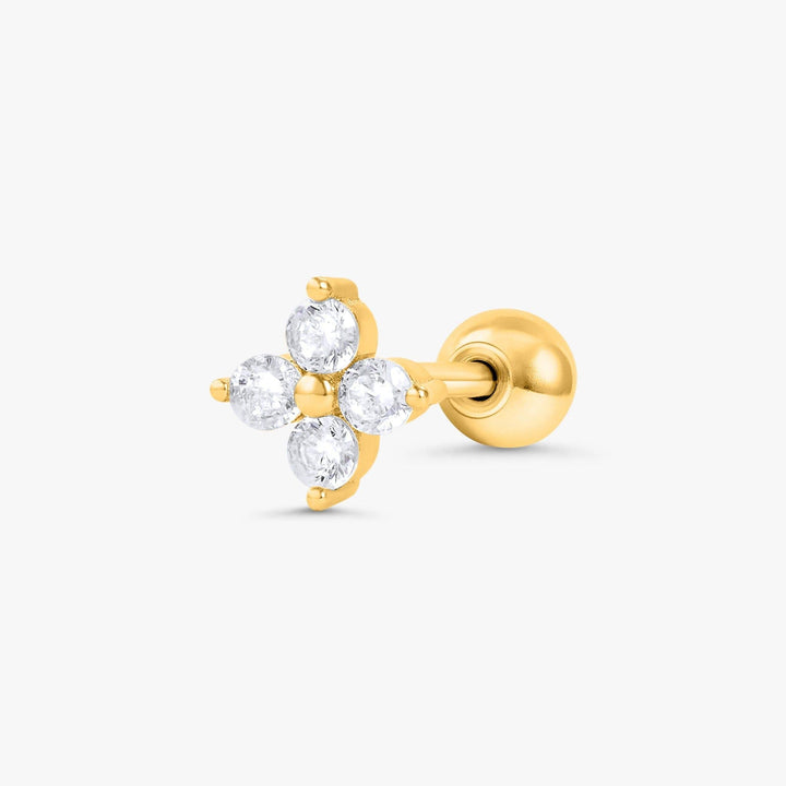 Crystal 3A CZ  Four Leaf Clover Lotus Flat Back Piercing Earring