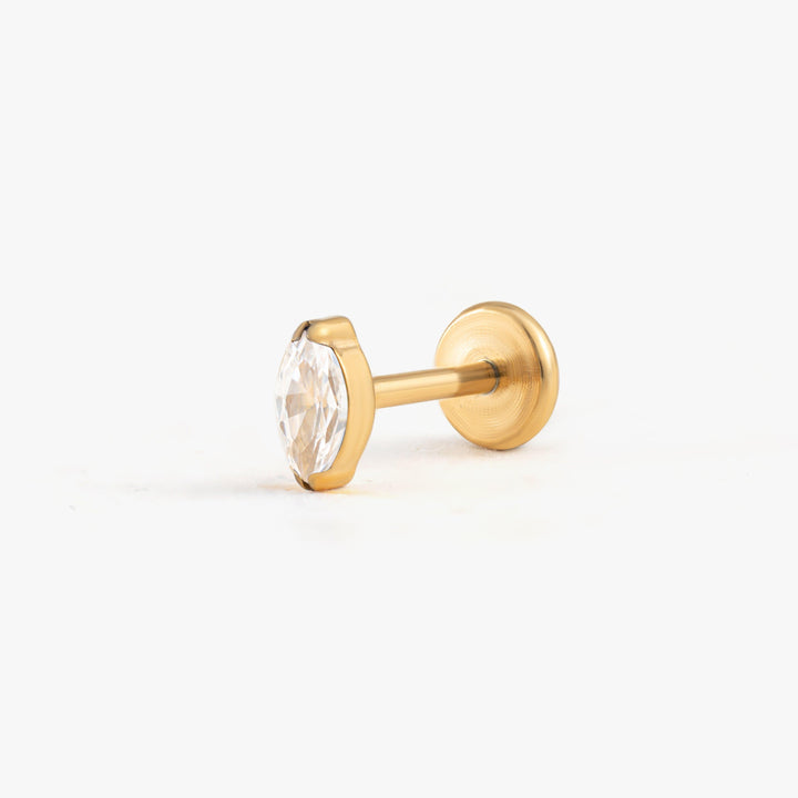 Tiny Marquise Crystal 3A CZ Push Pin Piercing Earring