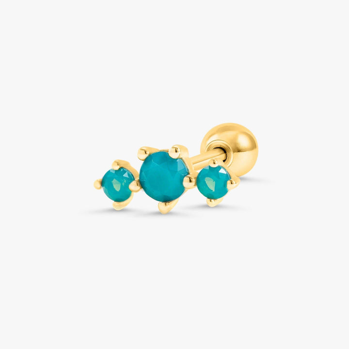 Trinity Jade Green Moonstone Flat Back Piercing Earring