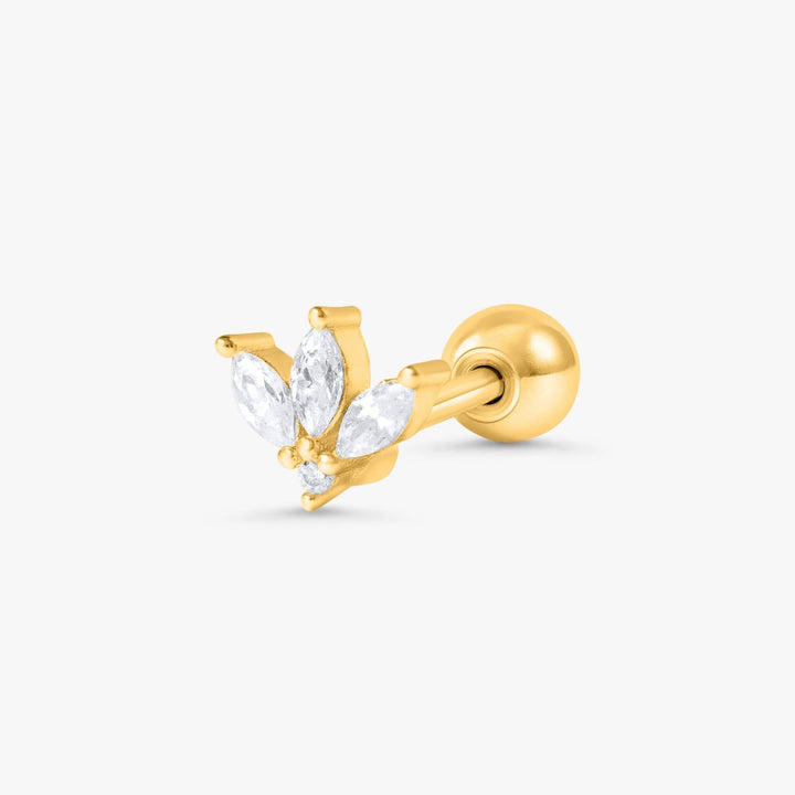 Crystal 3A CZ  Triple Marquises Flat Back Piercing Earring