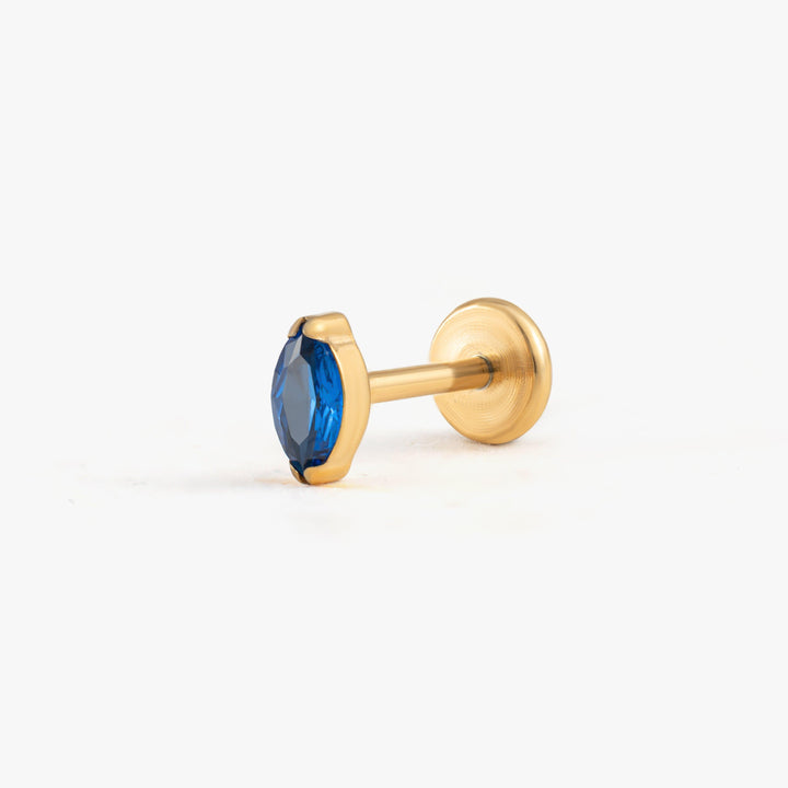 Tiny Marquise Sapphire Blue 3A CZ Push Pin Piercing Earring